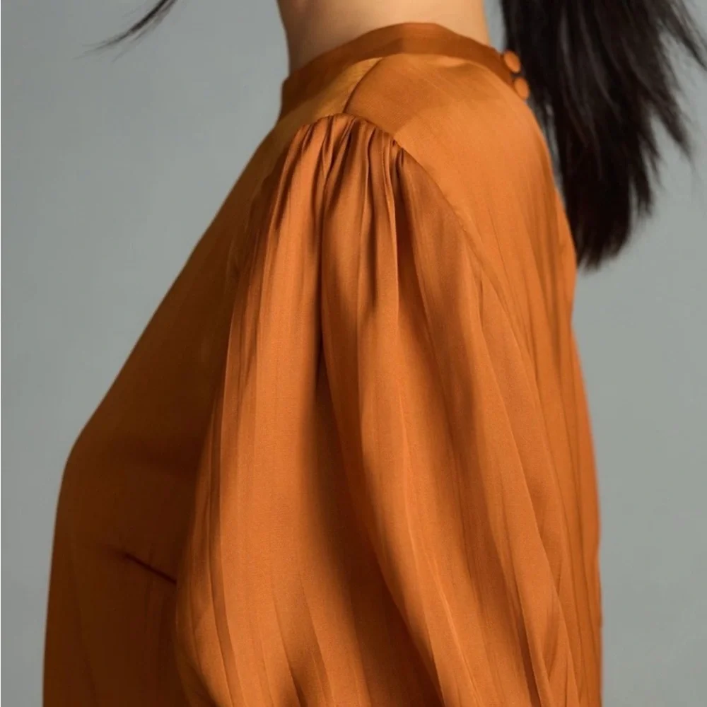 Anthropologie Mock-Neck Puff-Sleeve Blouse | EUC | Size S | (TC)
